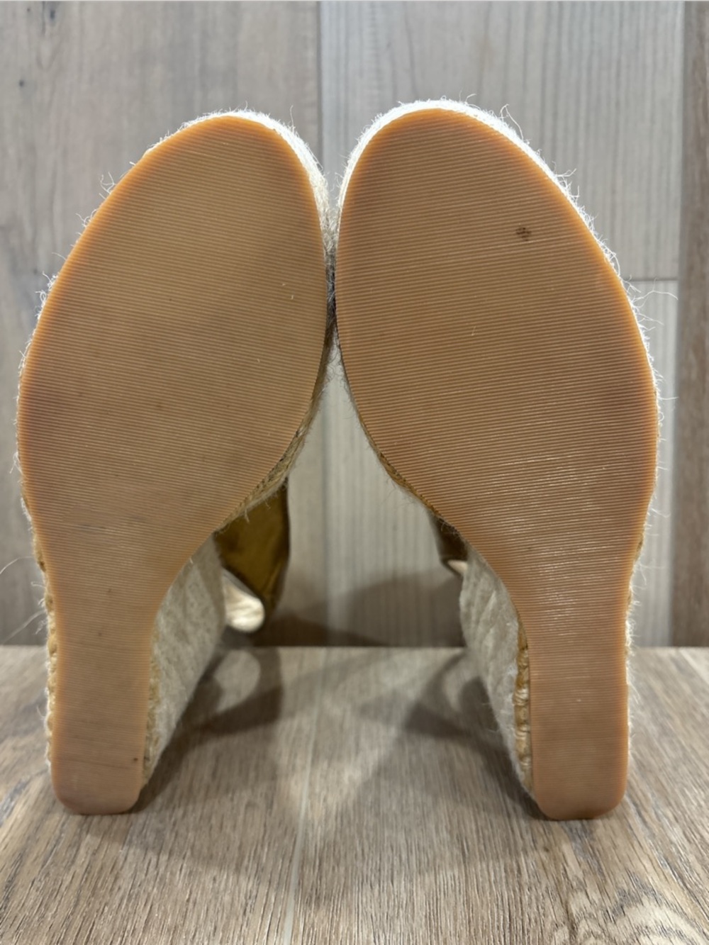 Coach Ireland Crackled Gold Leather Slingback Platform Wedge Espadrille Karisa 8 - Picture 8 of 12